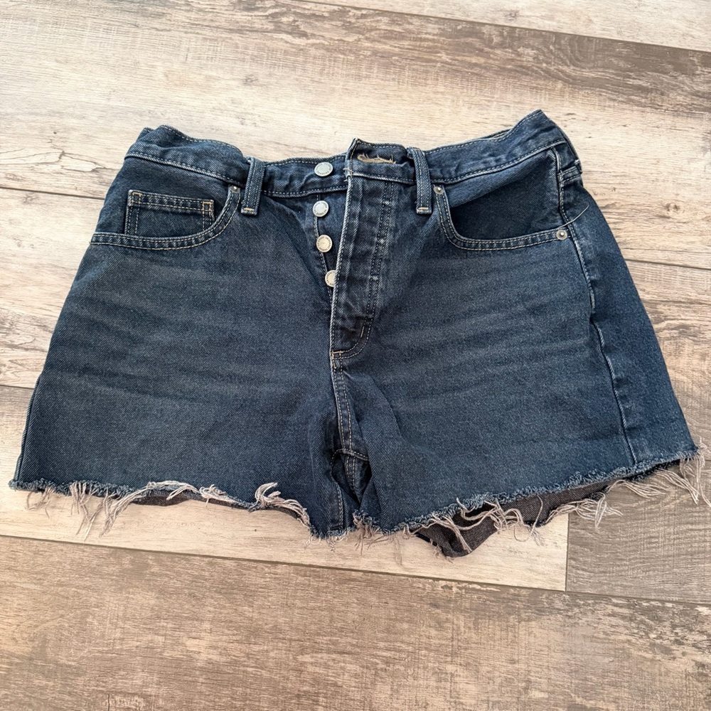 Universal Thread Dark Blue High-Waist Button-Front Denim Shorts